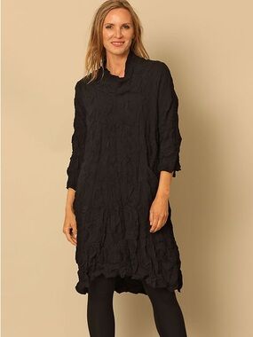 NWT Chalet et Ceci Black Embossed Woven Dress Womens Plus Size 3X Boho Lagenlook